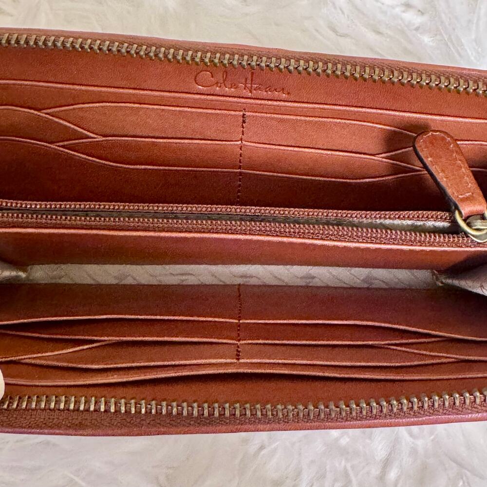 Cole Haan Genevieve Weave Wallet Organizer Card Holder Travel Woven Copper Brown - Picture 13 of 14